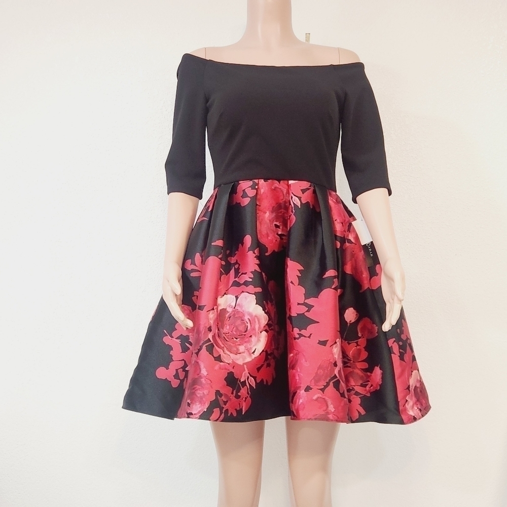 Besty & Adam Caipirinha Cocktail Red & Black Mini Dress With Pockets Size 8